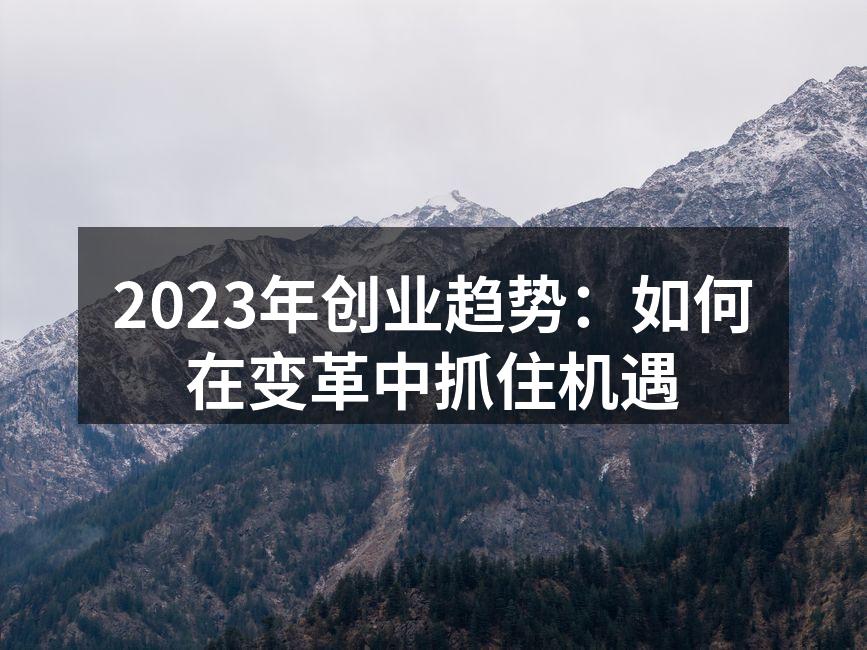 2023年创业趋势：如何在变革中抓住机遇